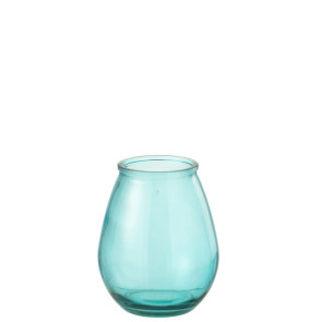 VASO PICCOLO OVALE IN VETRO VERDE ACQUA (19x19x23cm)