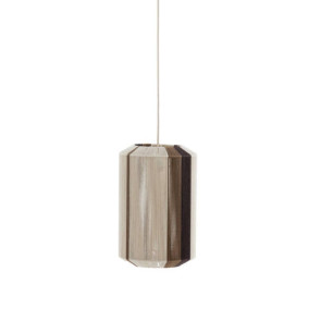 LAMPADA A SOSPENSIONE CILINDRICA IN TESSUTO MARRONE SCURO/CREMA (Ã˜30x46cm)