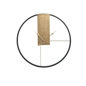 OROLOGIO DA PARETE IN METALLO NERO CON DETTAGLIO IN ORO (diam.43cm)