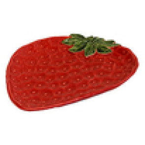 PIATTO DESSERT FRAGOLA IN CERAMICA ROSSO (23x20cm)