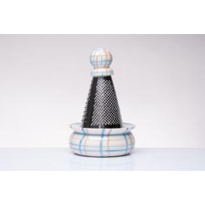 GRATTUGIA CON BASE E POMELLO IN CERAMICA COLORATA QUADRI DIPINTE A MANO ( Ã˜9xh.19)