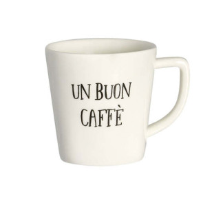 SET 2 TAZZINE ESPRESSO "UN BUON CAFFÃ¨" IN GRES PORCELLANATO BIANCO ( diam.5.5xh.6cm -100ml)