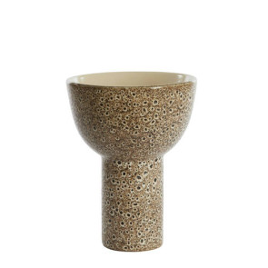 PIATTO ROTONDO CON BASE ALTA IN CERAMICA CREMA/NERO (Ã˜25,5x33,5cm)