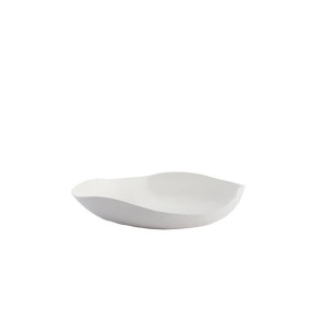 PIATTO ONDULATO IN METALLO BIANCO (33x32x6,5 cm)