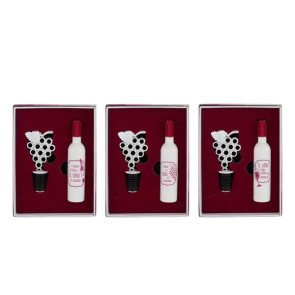 SET 2 PZ ACCESSORI VINO IN METALLO CON ASTUCCIO- 3 MOD. ASSORTITI