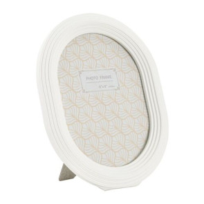 CORNICE OVALE IN PASTA DI CERAMICA BIANCA E VETRO (misura int. 15x20cm)