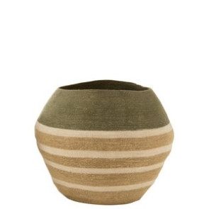 CESTA A RIGHE IN GIUNCO DI MARE VERDE/NATURALE LARGE (68x68x57cm)