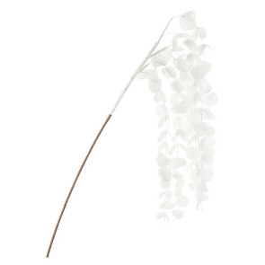 RAMO LEAF BIANCO H.100CM IN FIL DI FERRO E ETILENE ESPANSO