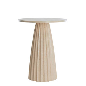 TAVOLINO CON BASE E PIANO ROTONDO IN METALLO SABBIA OPACO+MARRONE CHIARO MACULATO (Ã˜45x56cm)