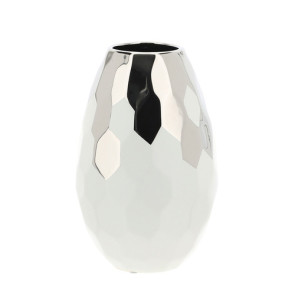 VASO GRES ESAGONI BIANCO/ARGENTO DIAM 17X26CM