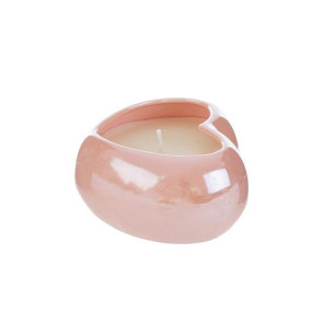 CUORE IN PORCELLANA ROSA CON CANDELA SOIA (11x10xh.5,5cm) C/SHOPPER 13693