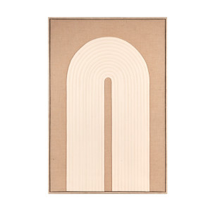 QUADRO CON CORNICE IN LEGNO CON DECORAZIONE ASTRATTA IN RILIEVO NATURALE SU SFONDO MARRONE (80x120cm)