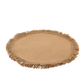 TOVAGLIETTA ROTONDA IUTA NATURALE CON FRANGE (43x43cm)
