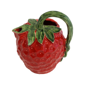 BROCCA CON MANICO FRAGOLA IN CERAMICA ROSSA (h.17cm)