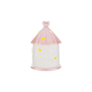 GIOSTRINA CON LED IN PORCELLANA ROSA C/ASTUCCIO (10x10xh.14cm)