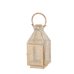 LANTERNA PICCOLA TRAFORATA IN METALLO ARGENTO/ORO (13x14xh.31cm)