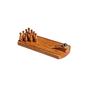 DECORAZIONE BOWLING MINIATURA IN LEGNO (30,5xh.7,5cm)
