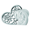 FAMIGLIA IN MARMORINO BIANCO CON CUORE IN ARGENTO (13xh.10cm)